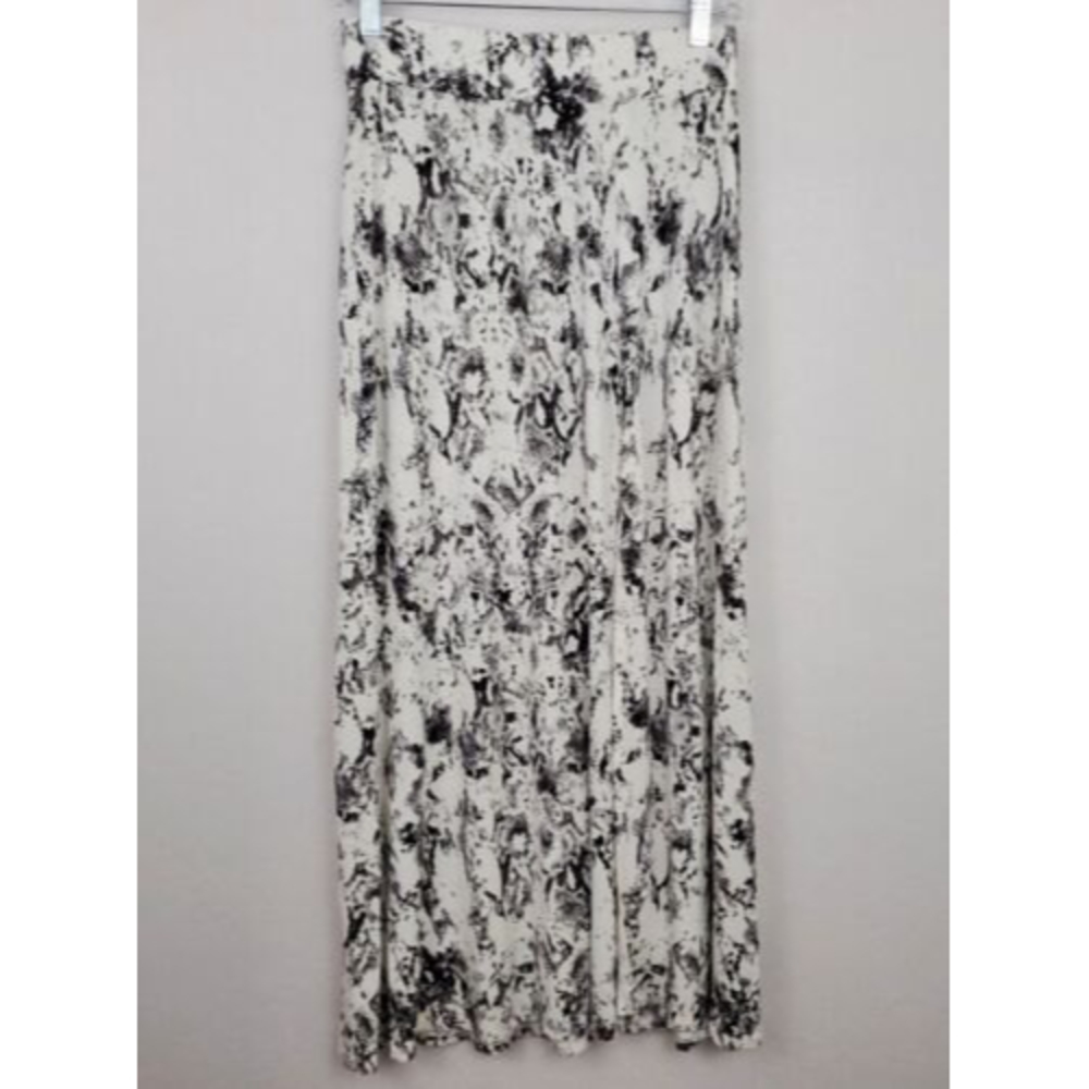 Carmen Marc Valvo Womens Snake Print Maxi Skirt Black White Gray Skirt Size S